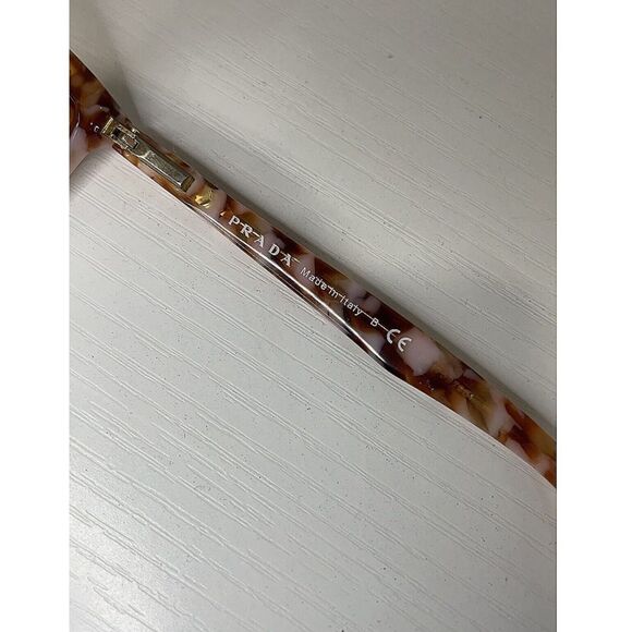 Prada Sunglasses Spotted Brown Pink Tortoise Shell Cat Eye VPR 17P Size 52-18 - Picture 7 of 14